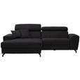 ECKSOFA in Velours Graphitfarben  181/267 cm  - Schwarz/Graphitfarben, Design, Textil/Metall (181/267cm) - Carryhome