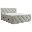 BOXBETT 140/200 cm,  in Hellgrau, Matratze, Bettkasten, Topper, H3 = fest  - Hellgrau/Schwarz, KONVENTIONELL, Kunststoff/Textil (140/200cm) - Carryhome