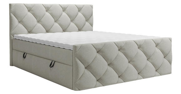 BOXBETT 140/200 cm,  in Hellgrau, Matratze, Bettkasten, Topper, H3 = fest  - Hellgrau/Schwarz, KONVENTIONELL, Kunststoff/Textil (140/200cm) - Carryhome
