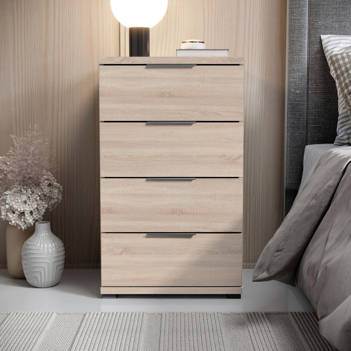 NACHTSCHRANK 46/79/42 cm  - Alufarben/Sonoma Eiche, KONVENTIONELL, Holzwerkstoff/Kunststoff (46/79/42cm) - Boxxx