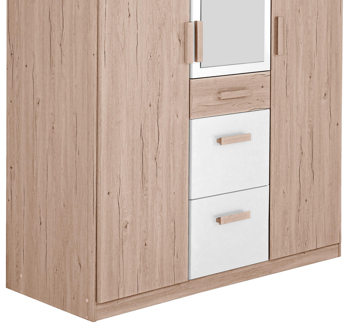DREHTÜRENSCHRANK in Weiss, Eichefarben  - Weiss/Eichefarben, Design, Glas/Holzwerkstoff (135/199/58cm) - MID.YOU