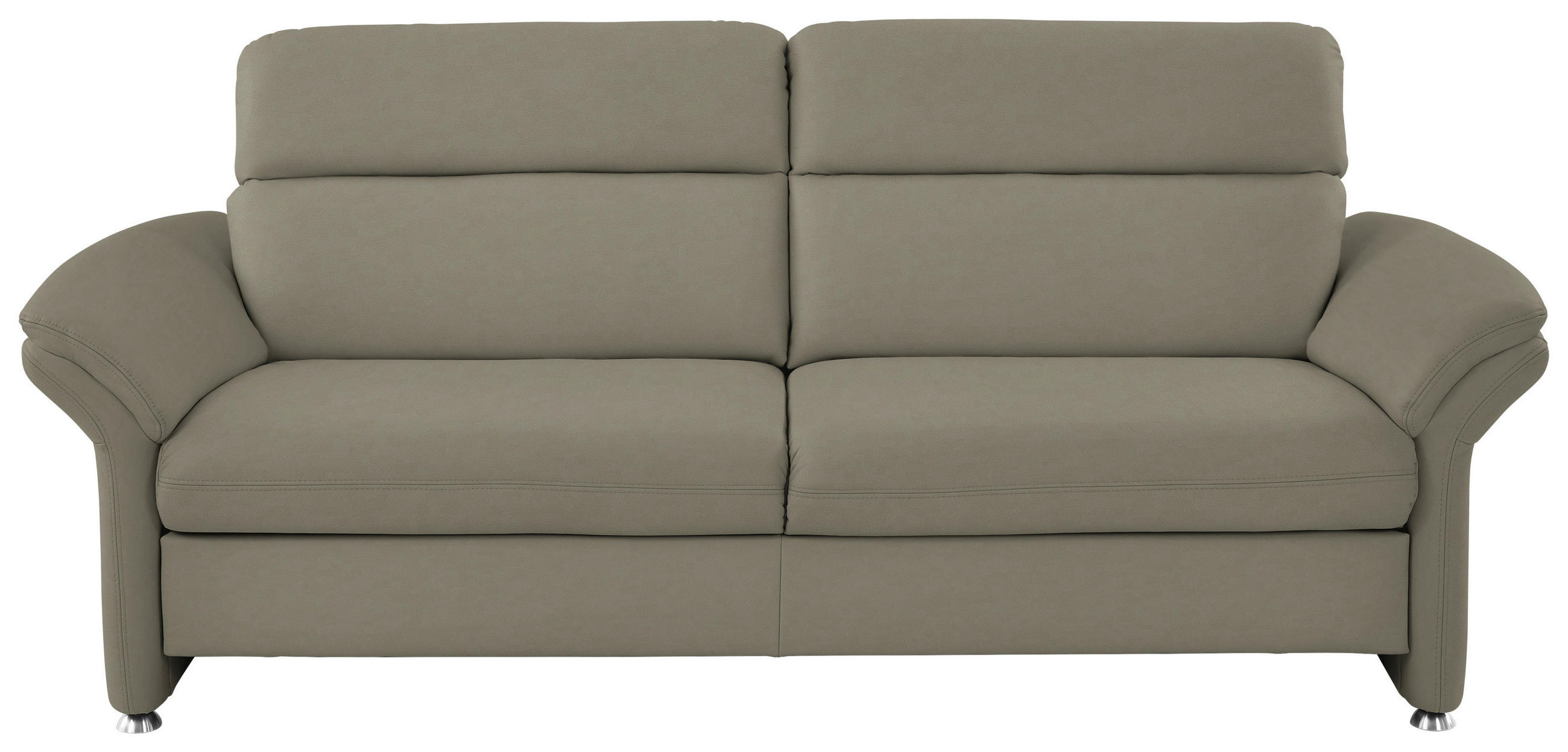 3-SITZER-SOFA in Echtleder Hellgrau  - Hellgrau/Alufarben, Konventionell, Leder/Metall (228/96/92cm) - Beldomo Premium