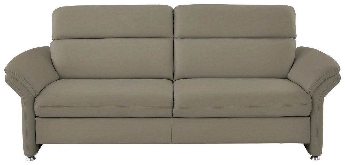 3-SITZER-SOFA in Echtleder Hellgrau  - Hellgrau/Alufarben, KONVENTIONELL, Leder/Metall (228/96/92cm) - Beldomo Premium