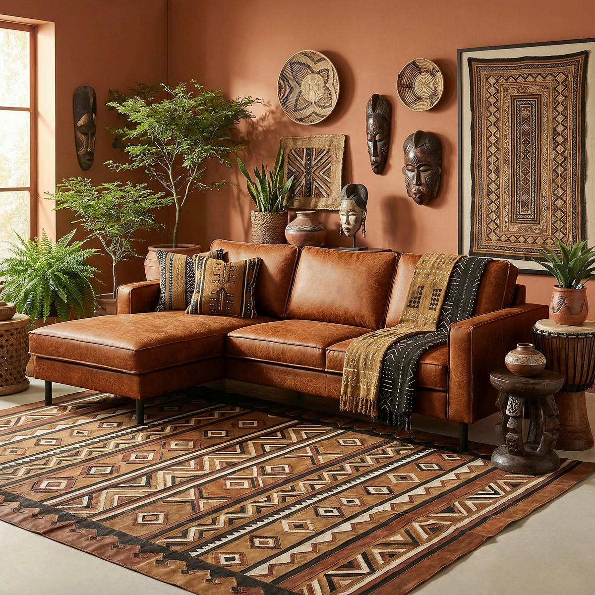ECKSOFA Cognac Echtleder Lederlook Rücken echt  - Cognac, Design, Leder/Textil (166/238cm) - Livetastic