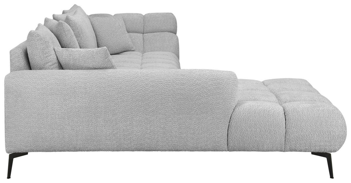 ECKSOFA Silberfarben Bouclé Zierkissen, Rückenkissen, Rücken echt  - Silberfarben/Schwarz, MODERN, Textil/Metall (217/318cm) - Carryhome