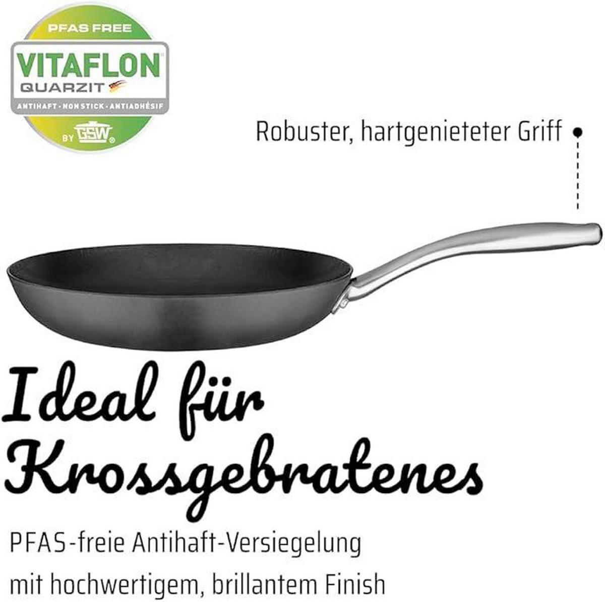 BRATPFANNE ROBUSTA Vitaflon® Quarzit Beschichtung 28 cm  - Schwarz, Basics, Metall (28cm) - GSW