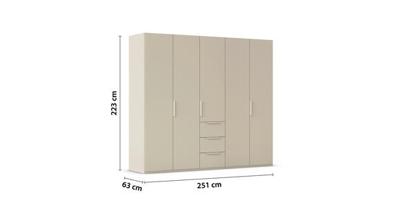 DREHTÜRENSCHRANK 251/223/61 cm,  in Champagner, 5-türig  - Champagner, Basics, Holzwerkstoff/Metall (251/223/61cm) - Novel