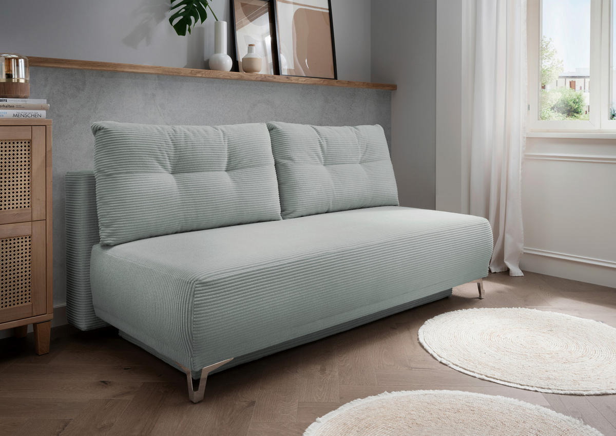 SCHLAFSOFA in Cord Hellblau  - Chromfarben/Hellblau, Modern, Textil/Metall (198/90/100cm) - Livetastic