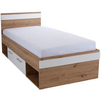 BETT 90/200 cm  in Weiß, Eiche Artisan  - Blau/Eichefarben, MODERN (90/200cm) - Ondega