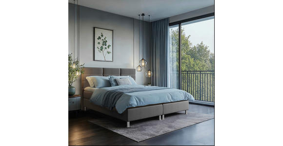 BOXBETT 160/200 cm,  in Anthrazit, Matratze, Bettkasten, Topper, H2 = mittel  - Chromfarben/Anthrazit, KONVENTIONELL, Textil/Metall (160/200cm) - Carryhome