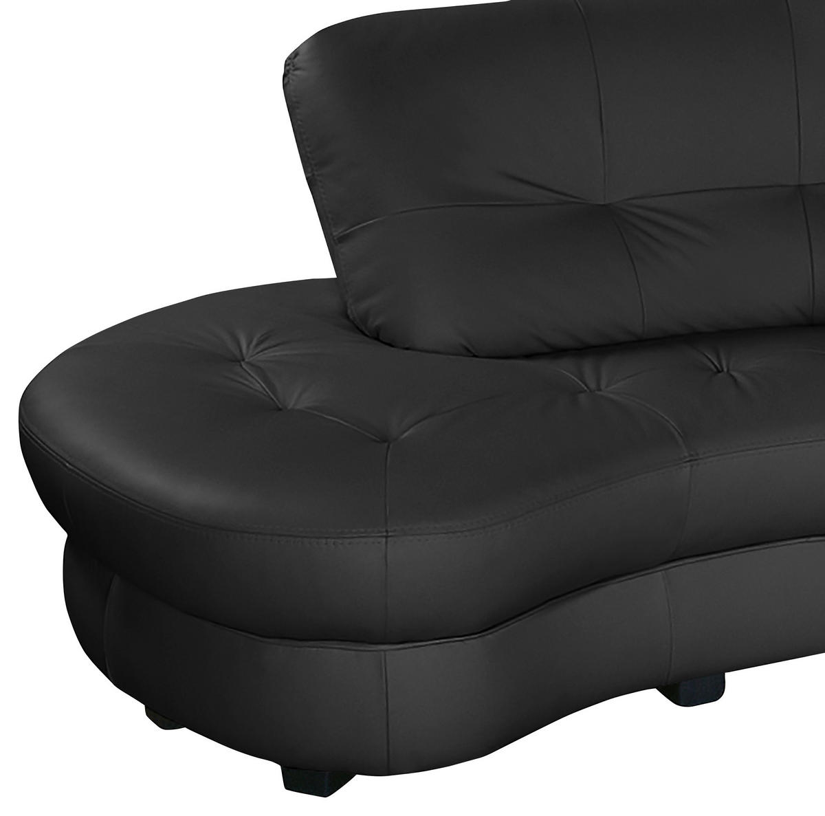 ECKSOFA Schwarz Echtleder Lederlook  - Schwarz, Design, Leder/Kunststoff (113/300cm) - Livetastic