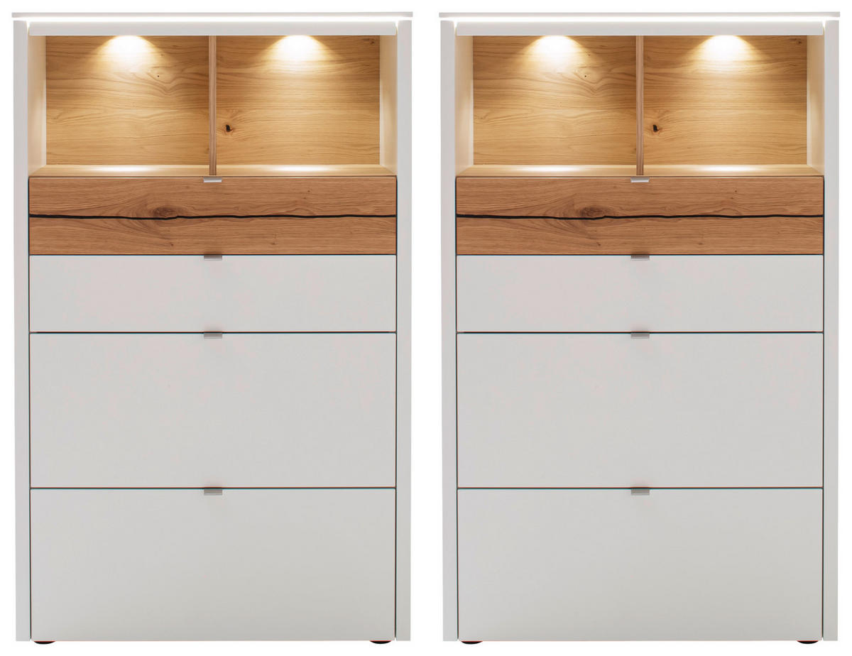 HIGHBOARD  in 193/140/43 cm  - Weiss/Edelstahlfarben, Design, Holz/Holzwerkstoff (193/140/43cm) - Venjakob