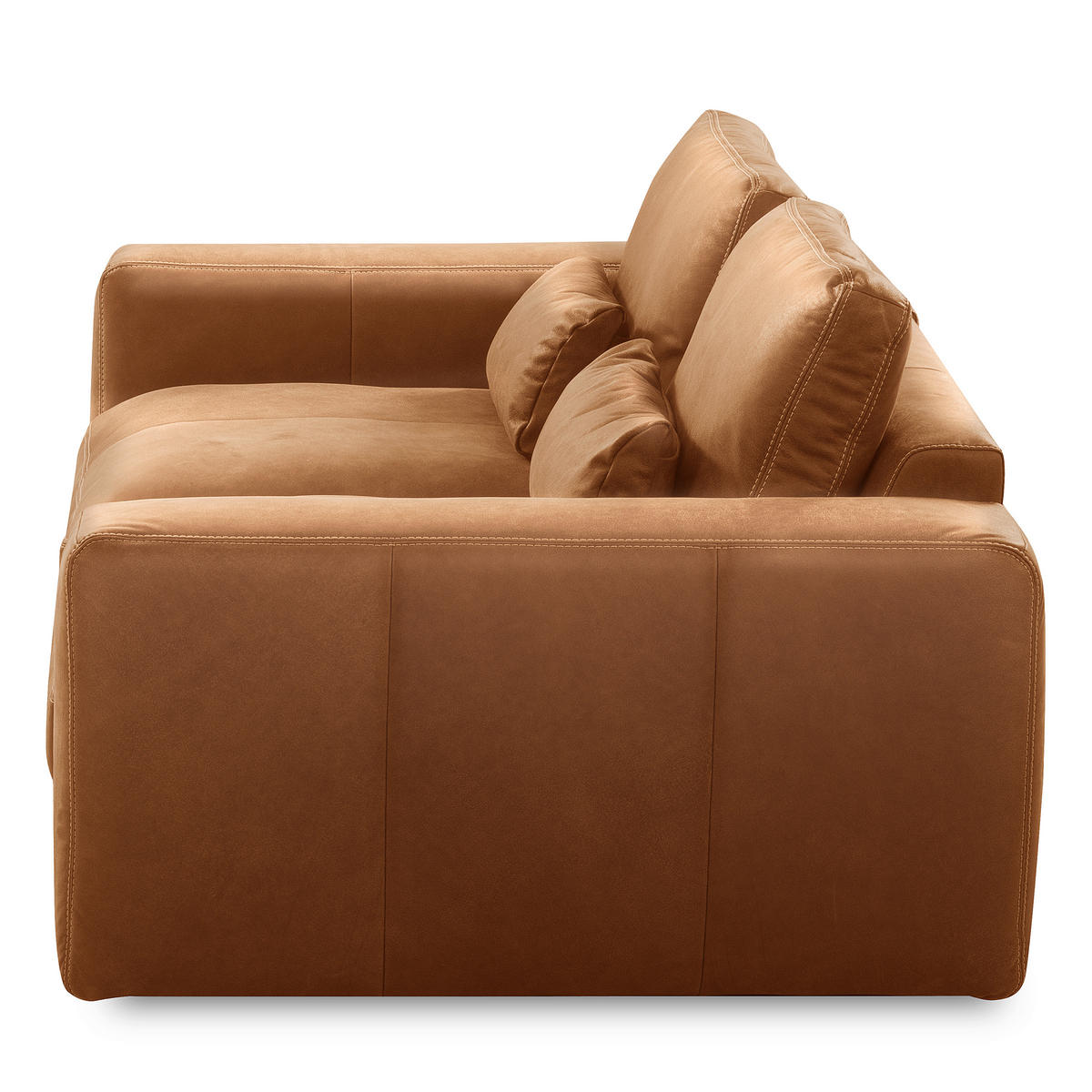 2-SITZER-SOFA  in Echtleder Cognac   - Cognac/Beige, Design, Leder/Kunststoff (240/85/123cm) - Livetastic