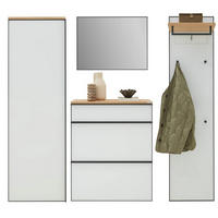 GARDEROBE 4-teilig  in 200/190/37 cm  - Eichefarben/Weiß, Design, Glas/Holz (200/190/37cm) - Dieter Knoll
