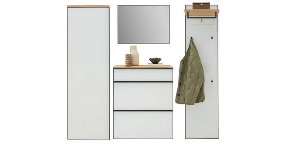 GARDEROBE 4-teilig  in 200/190/37 cm  - Eichefarben/Weiß, Design, Glas/Holz (200/190/37cm) - Dieter Knoll