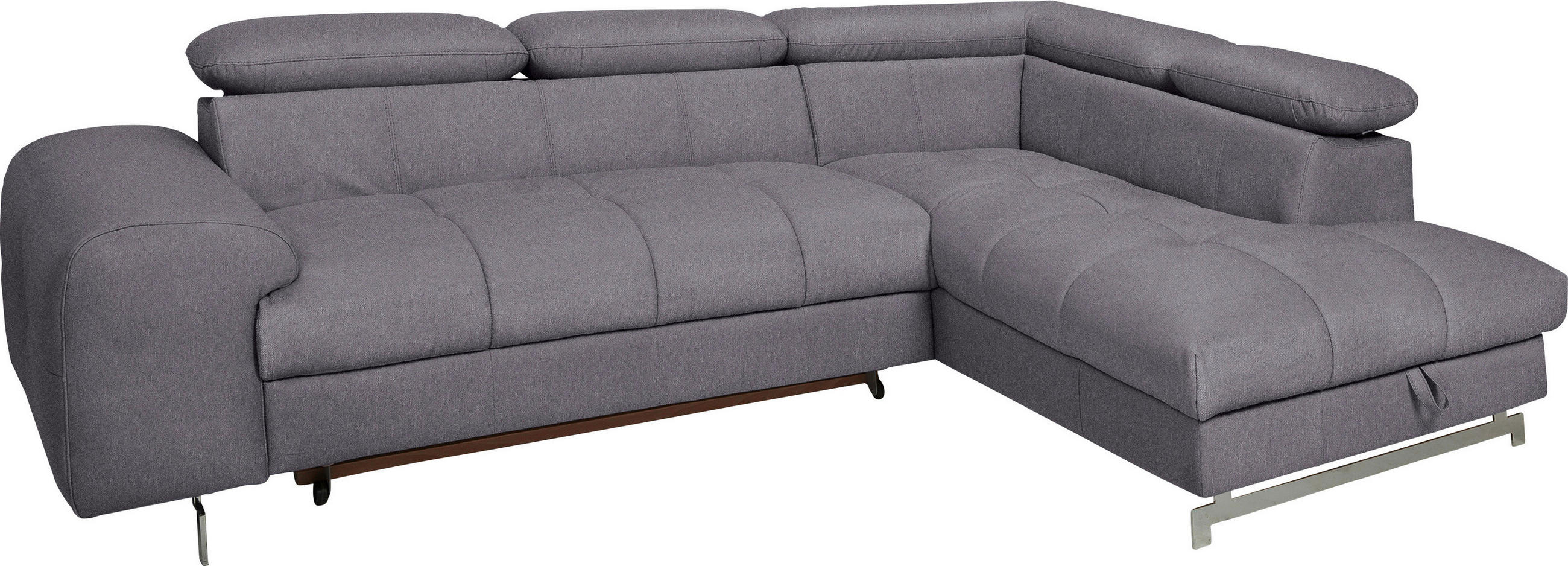 ECKSOFA Grau Webstoff  - Chromfarben/Grau, Trend, Textil (262/206cm) - MID.YOU