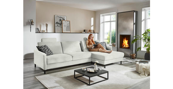 ECKSOFA  in Chenille, Flachgewebe Naturfarben  316/175 cm  - Schwarz/Naturfarben, Design, Textil/Metall (316/175cm) - Dieter Knoll