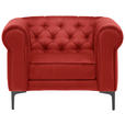 CHESTERFIELD-SESSEL in Samt Rot  - Rot/Schwarz, Trend, Textil/Metall (105/75/90cm) - Carryhome