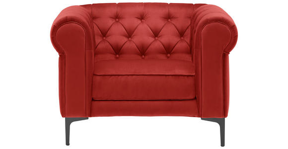 CHESTERFIELD-SESSEL in Samt Rot  - Rot/Schwarz, Trend, Textil/Metall (105/75/90cm) - Carryhome