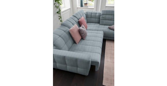 ECKSOFA in Webstoff Hellblau  302/216 cm  - Schwarz/Hellblau, Design, Holz/Textil (302/216cm) - Xora