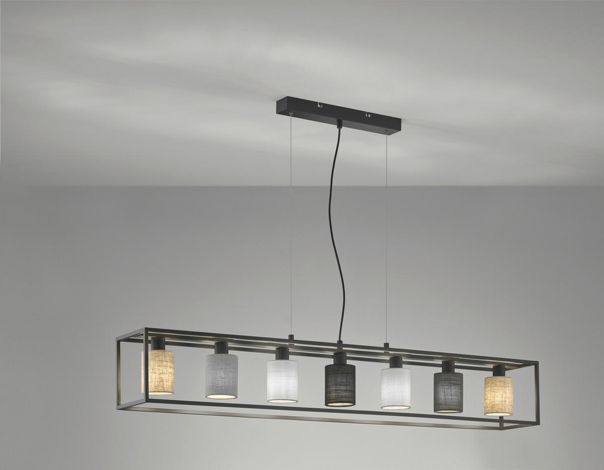 HÄNGLAMPA Isko 130/18/150 cm  - vit/sandfärgad, Design, metall/textil (130/18/150cm) - Fischer & Honsel