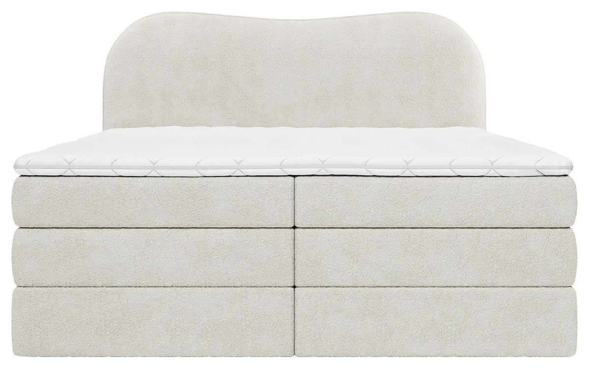 BOXSPRINGBETT 180/200 cm,  in Beige, gepolstertes Kopfteil, Bettkasten, Topper, Matratzen, H3 + H3 = fest  - Beige/Schwarz, Design, Holz/Holzwerkstoff (180/200cm) - Chameo