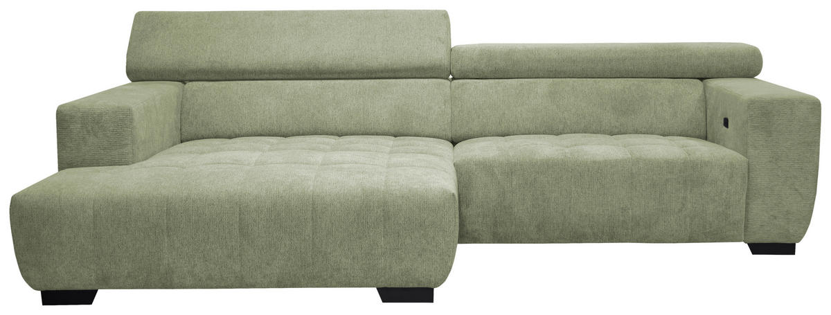 ECKSOFA in Webstoff Olivgrün  182/279 cm  - Schwarz/Olivgrün, KONVENTIONELL, Textil/Metall (182/279cm) - Hom`in
