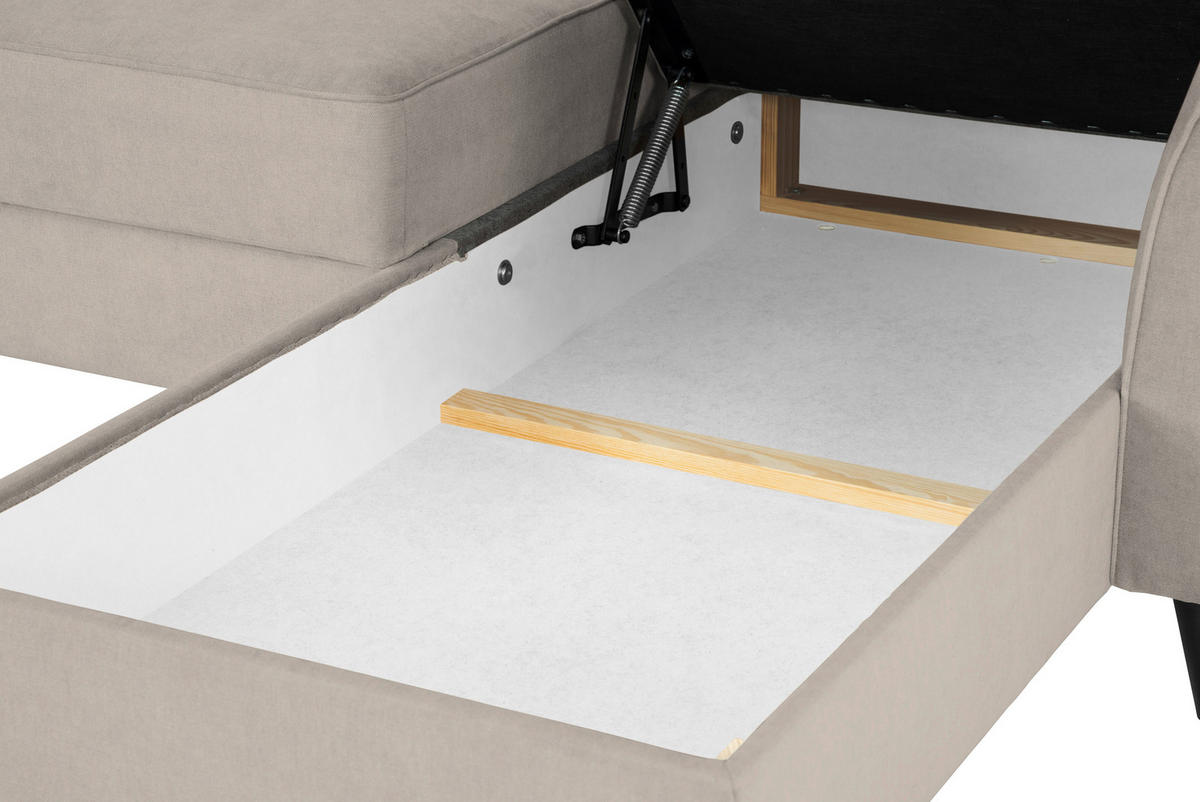 ECKSOFA Sandfarben Velours  - Sandfarben/Schwarz, KONVENTIONELL, Holz/Textil (244/159cm) - Carryhome
