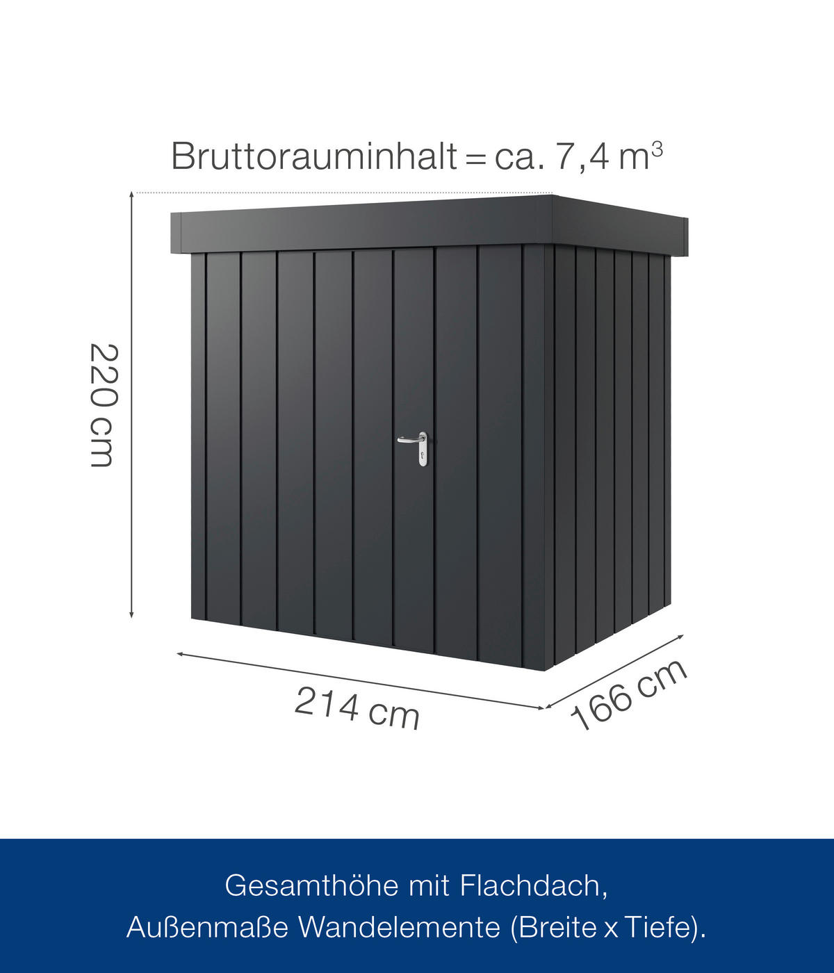 GERÄTEHAUS 229/220/181 cm  - Anthrazit, Basics, Metall (229/220/181cm)
