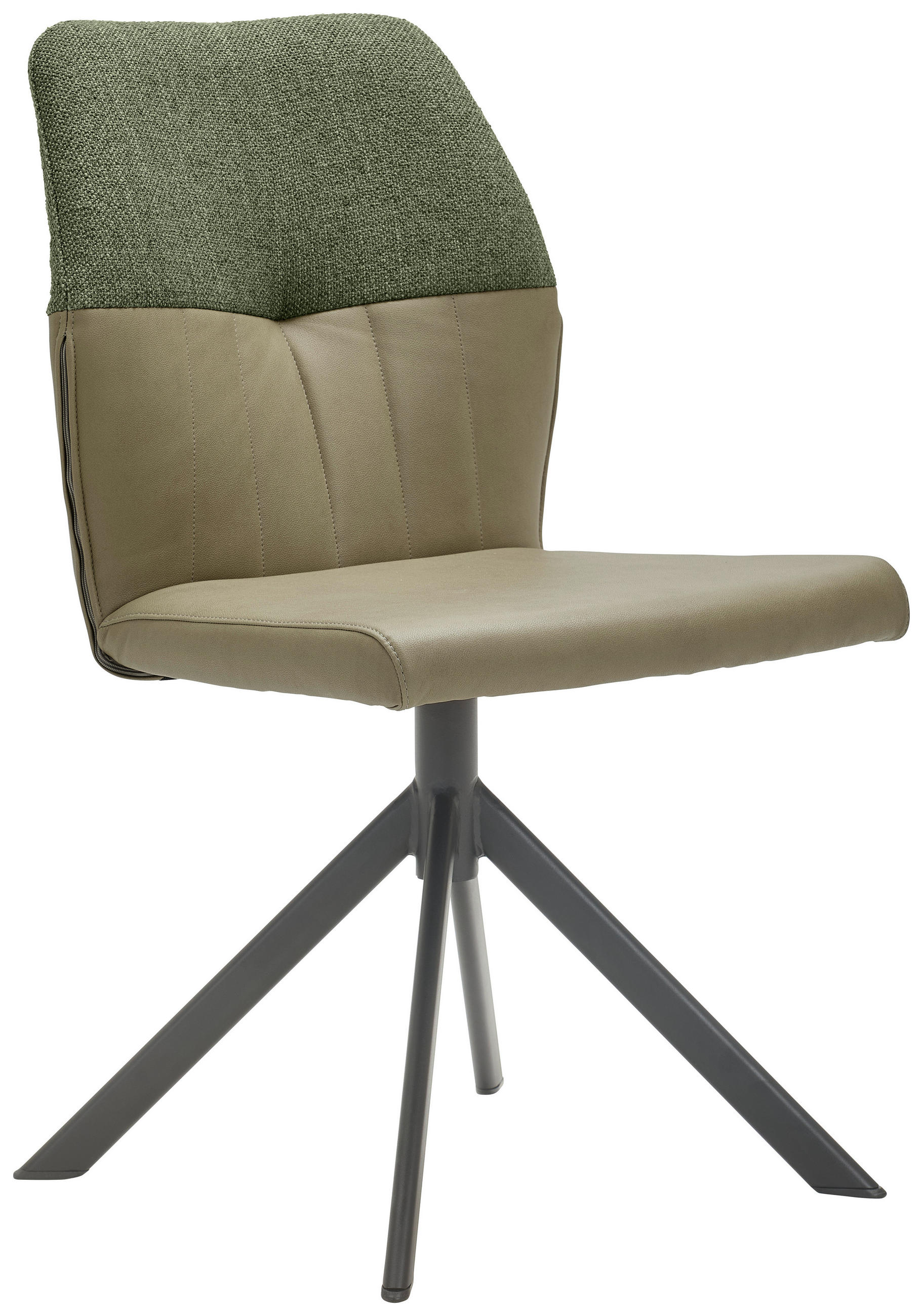 STUHL  in Lederlook, Webstoff Textil  - Schwarz/Olivgrün, KONVENTIONELL, Textil/Metall (49,5/87/62,5cm) - Valdera