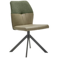 STUHL  in Lederlook, Webstoff  - Schwarz/Olivgrün, Konventionell, Textil/Metall (49,5/87/62,5cm) - Valdera