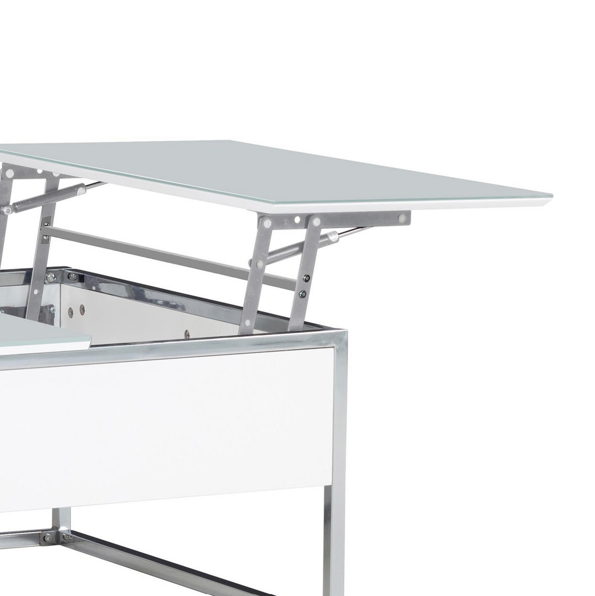 COUCHTISCH Optiwhite 130/80/40 cm rechteckig Weiß, Chromfarben  - Chromfarben/Weiß, Design, Glas/Holzwerkstoff (130/80/40cm) - MID.YOU