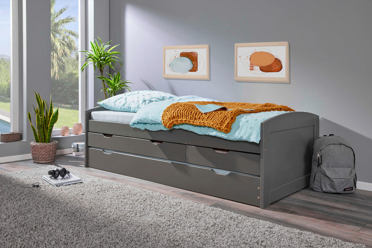 AUSZIEHBETT 90/200 cm Grau  - Naturfarben/Grau, Basics, Holz/Kunststoff (90/200cm) - MID.YOU