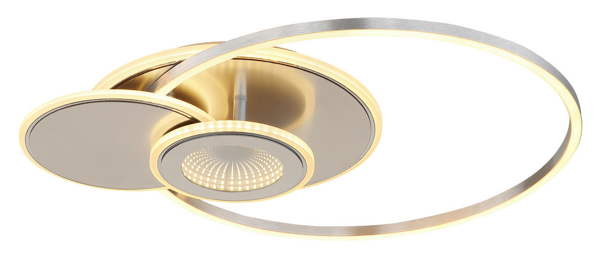 LED-DECKENLEUCHTE Beltran 56/45/7,5 cm  - Silberfarben/Opal, Design, Kunststoff/Metall (56/45/7,5cm) - Globo