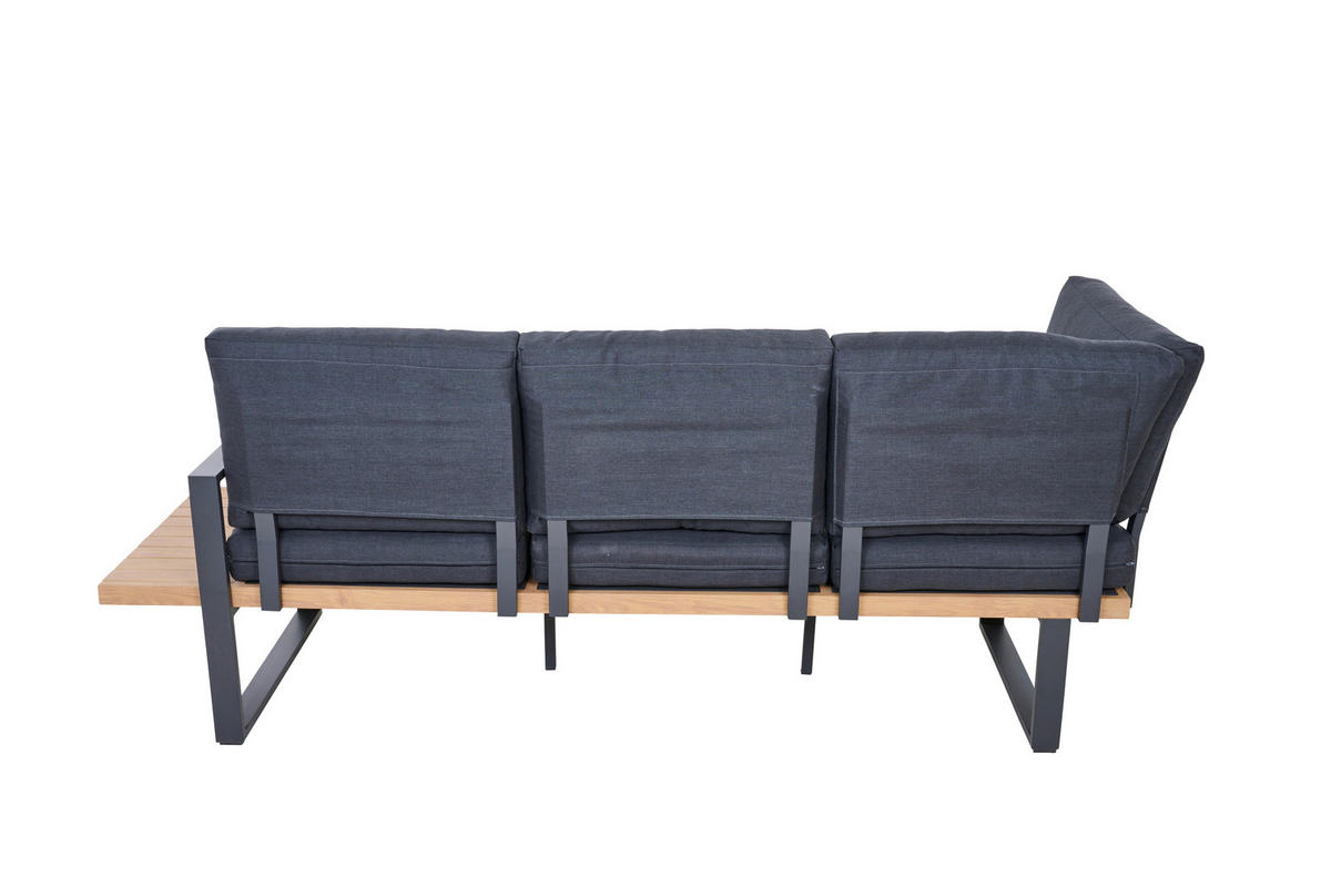 LOUNGEGARNITUR 2-teilig   73,5/78,5/155 cm Aluminium  - Anthrazit/Teakfarben, Basics, Textil/Metall (73,5/78,5/155cm) - Siena Garden