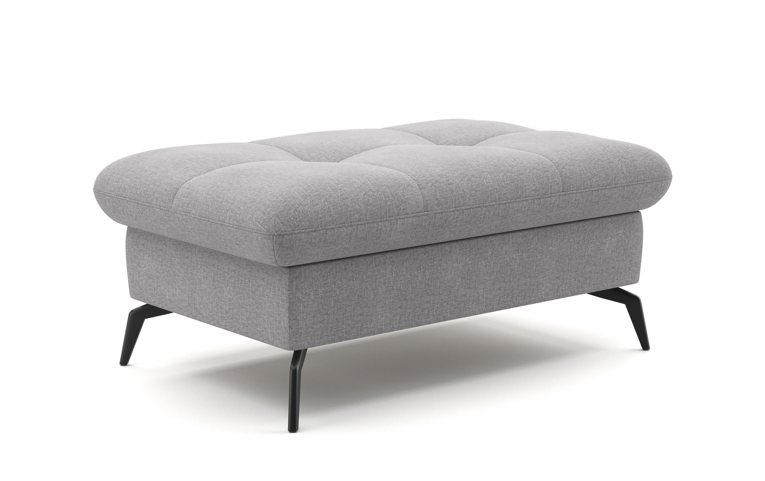 HOCKER Flachgewebe Hellgrau  - Hellgrau/Schwarz, KONVENTIONELL, Textil/Metall (102/47/69cm) - Sit & More