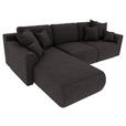 ECKSOFA in Lederlook Dunkelbraun  - Chromfarben/Dunkelbraun, KONVENTIONELL, Kunststoff/Textil (195/293cm) - Carryhome