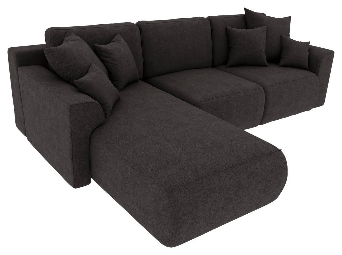 ECKSOFA in Lederlook Dunkelbraun  195/293 cm  - Chromfarben/Dunkelbraun, KONVENTIONELL, Kunststoff/Textil (195/293cm) - Carryhome