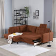 ECKSOFA in Flachgewebe, Leinenoptik Cognac  - Cognac/Schwarz, Design, Textil/Metall (208/247cm) - Xora