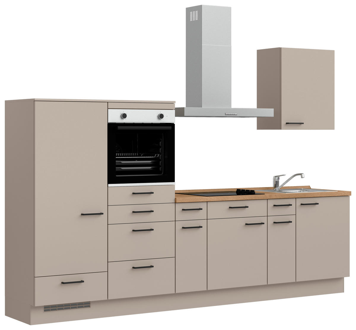 KÜCHENBLOCK Easytouch 300 cm  in Eichefarben, Sandfarben  - Sandfarben/Eichefarben, MODERN, Holzwerkstoff/Metall (300cm) - Nobilia