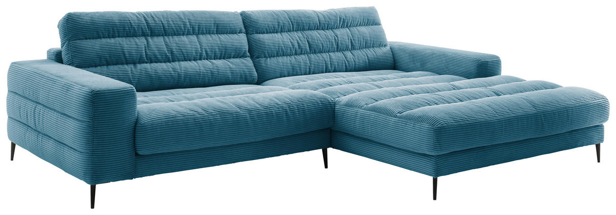 ECKSOFA in Cord Petrol  - Petrol/Schwarz, Design, Textil/Metall (296/207cm) - Dieter Knoll