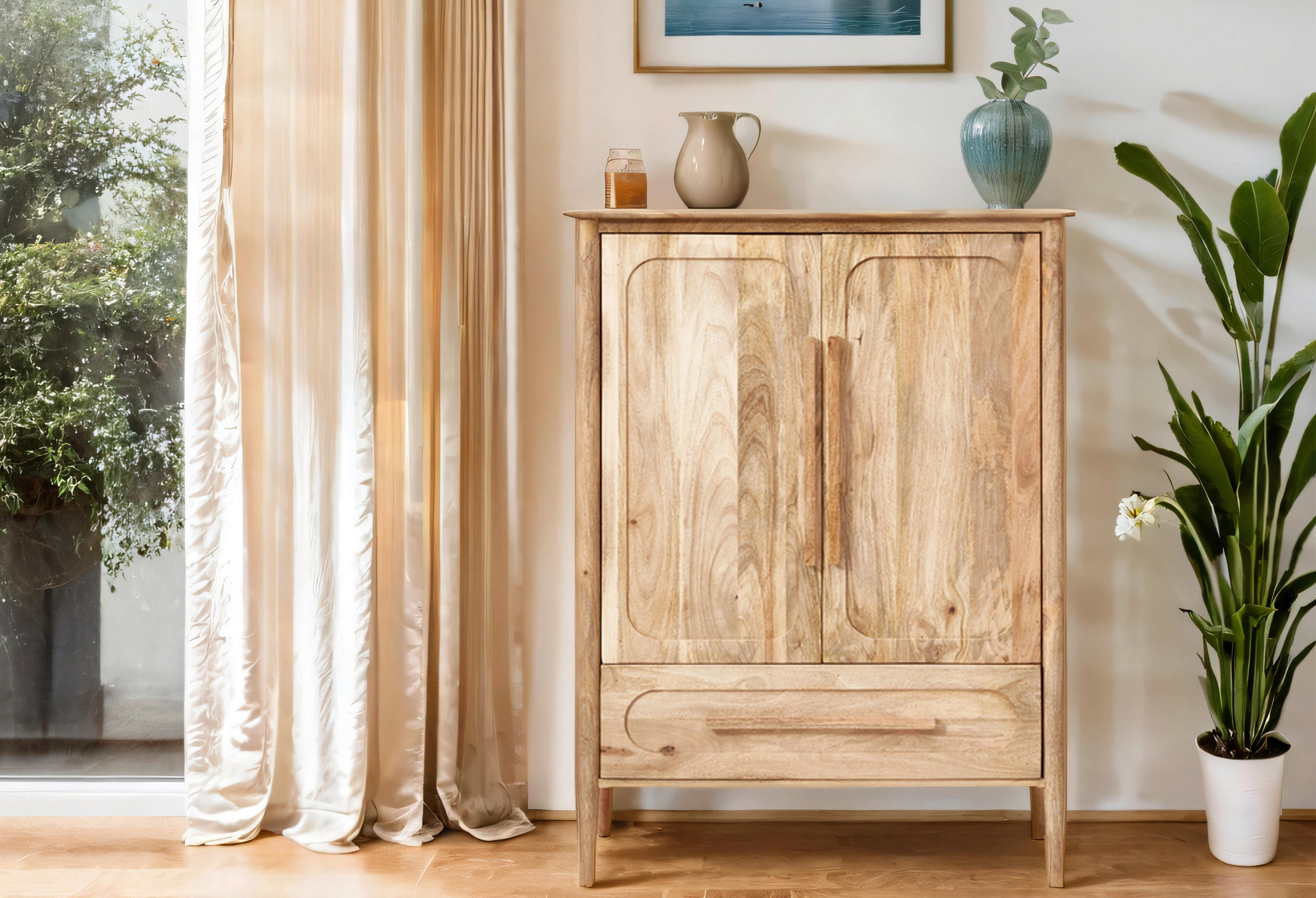 HÖG BYRÅ  i 90/120/40 cm  - naturfärgad, Natur, trä (90/120/40cm) - Livetastic