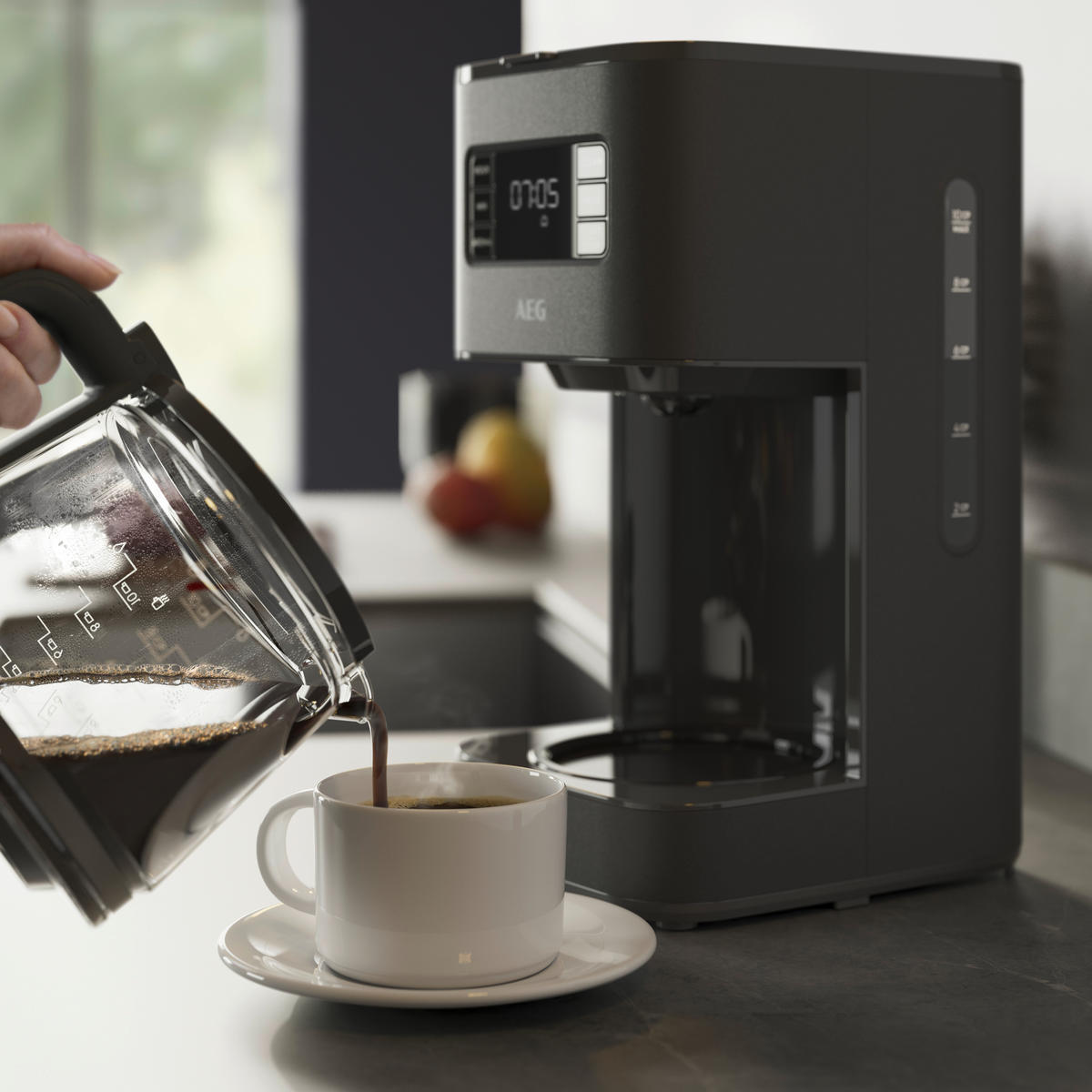 FILTERKAFFEEMASCHINE Deli 5 CM5-1-6AN  - Anthrazit, Basics, Glas/Kunststoff (24,7/33,8/17,4cm) - AEG