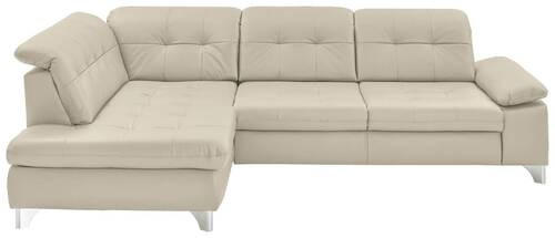 ECKSOFA in Echtleder Ecru  - Ecru, Basics, Leder/Metall (211/309cm) - Beldomo Speed