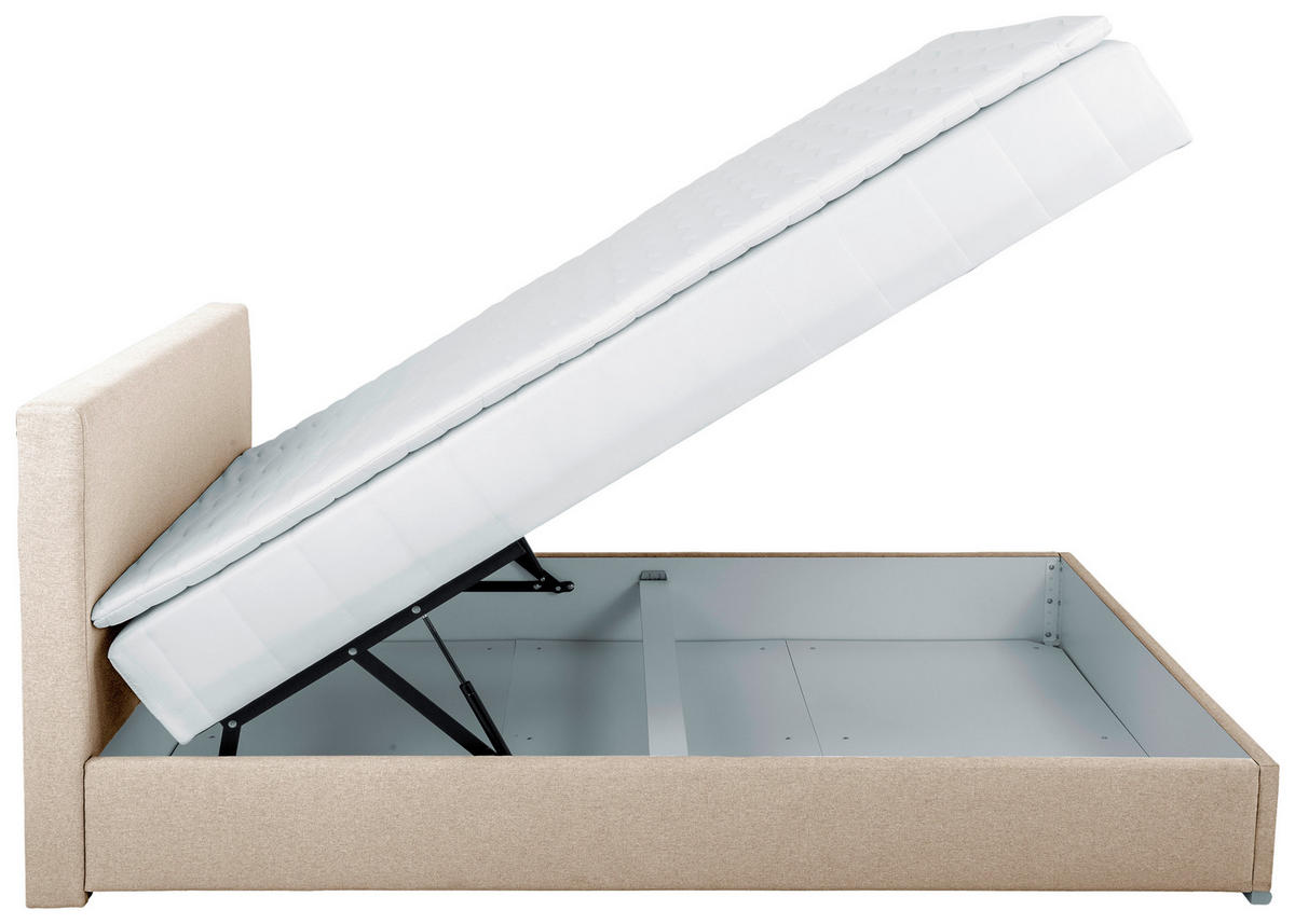 BOXBETT 90/200 cm  in Beige  - Chromfarben/Beige, KONVENTIONELL, Kunststoff/Textil (90/200cm) - Carryhome