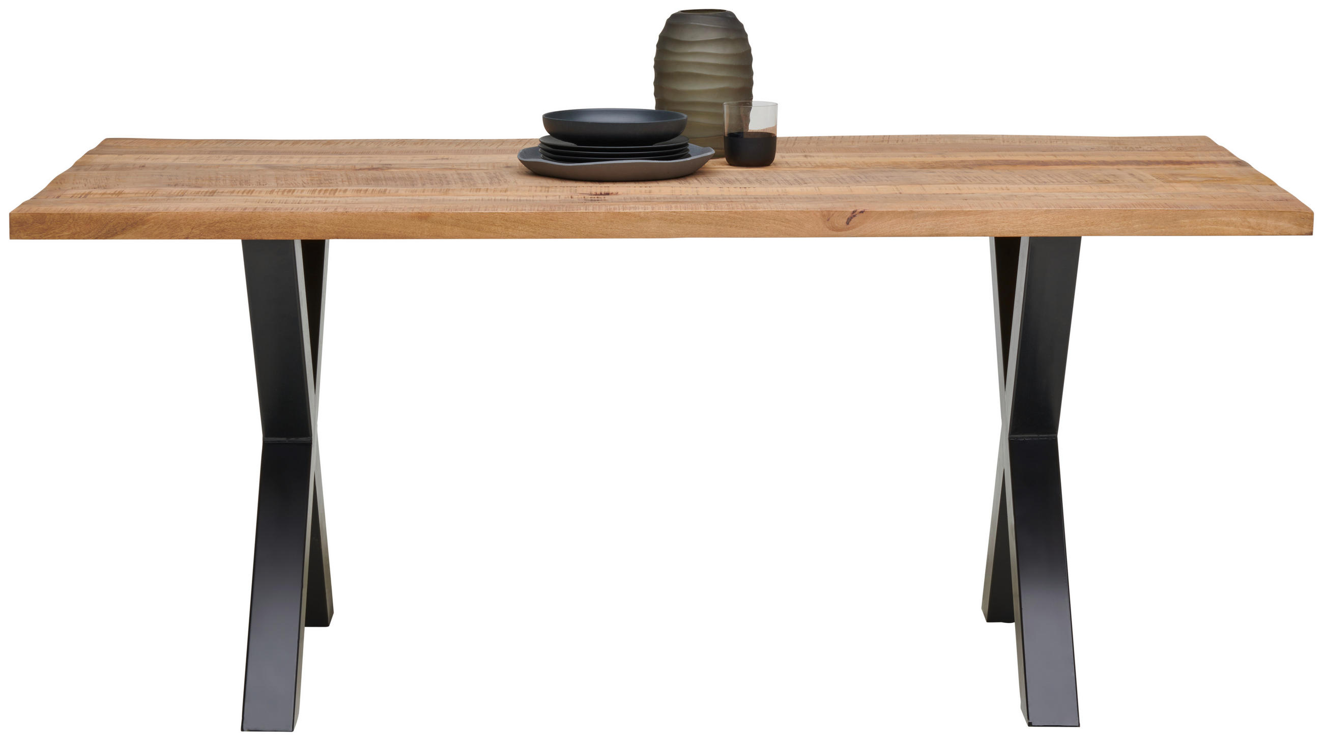 ESSTISCH in Holz, Metall 180/90/77 cm  - Schwarz/Naturfarben, LIFESTYLE, Holz/Metall (180/90/77cm) - Landscape