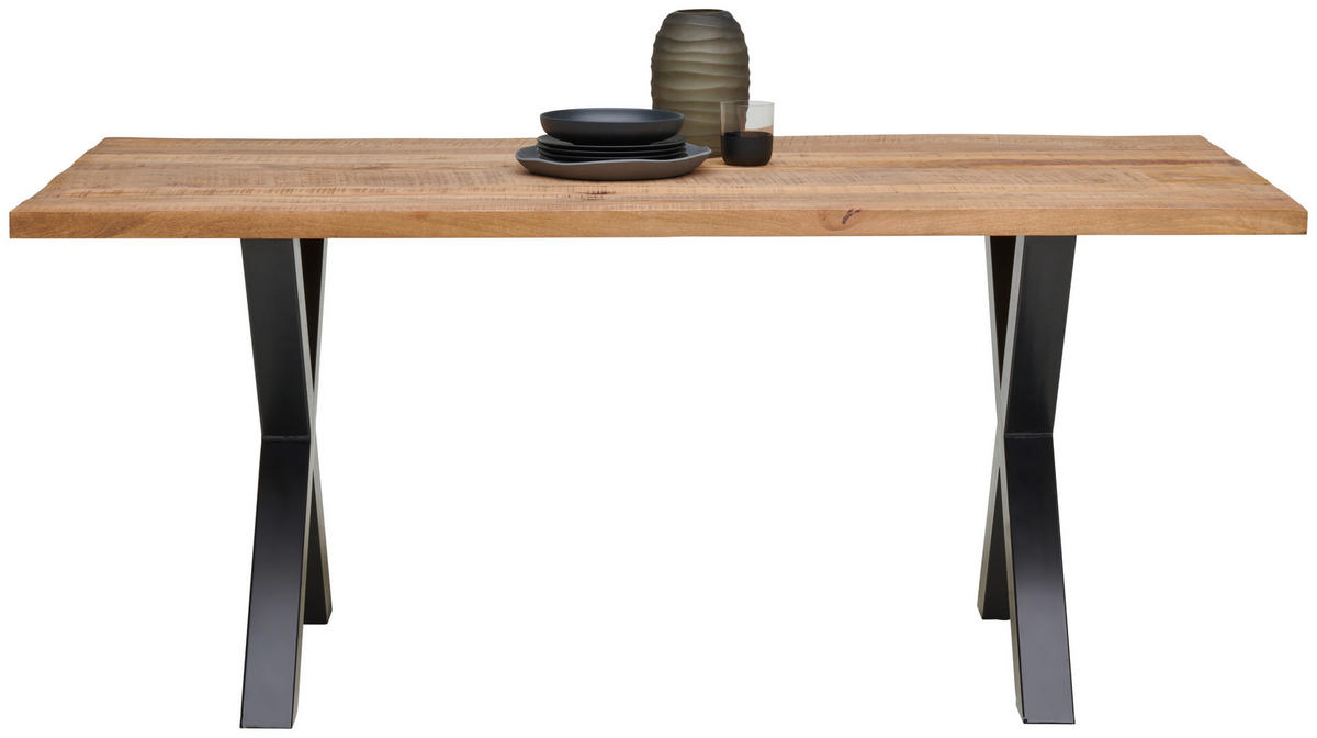 TABLE in Holz, Metall 180/90/77 cm  - noir/couleur écru, Lifestyle, métal/bois (180/90/77cm) - Landscape