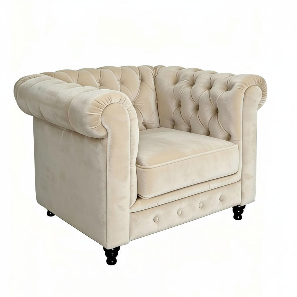 CHESTERFIELD-SESSEL - Beige/Schwarz, Basics, Holz/Textil (102/73/87cm) - Xora