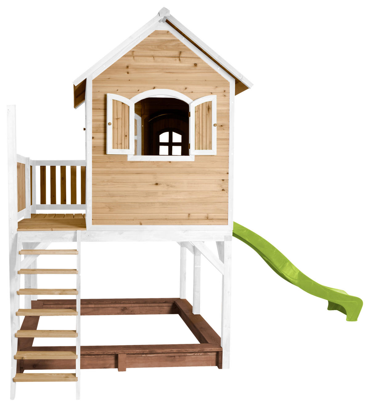 SPIELTURM 377/291/255 cm  - Braun/Weiß, KONVENTIONELL, Holz (377/291/255cm) - Ambia Garden