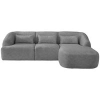 ECKSOFA Silberfarben Struktur  - Silberfarben/Schwarz, MODERN, Kunststoff/Textil (256/160cm) - Livetastic